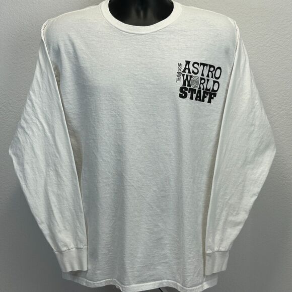 Travis Scott Astroworld Festival Staff T Shirt Mens Large White Cactus Jack Rap - Picture 2 of 8